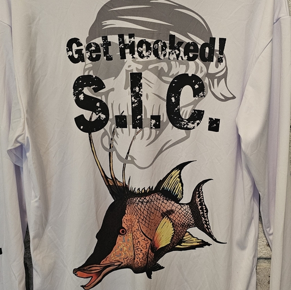 GET HOOKED S.I.C. HOGFISH L/S WHITE NEW WITH TAGS Made in the USA - Picture 9 of 9